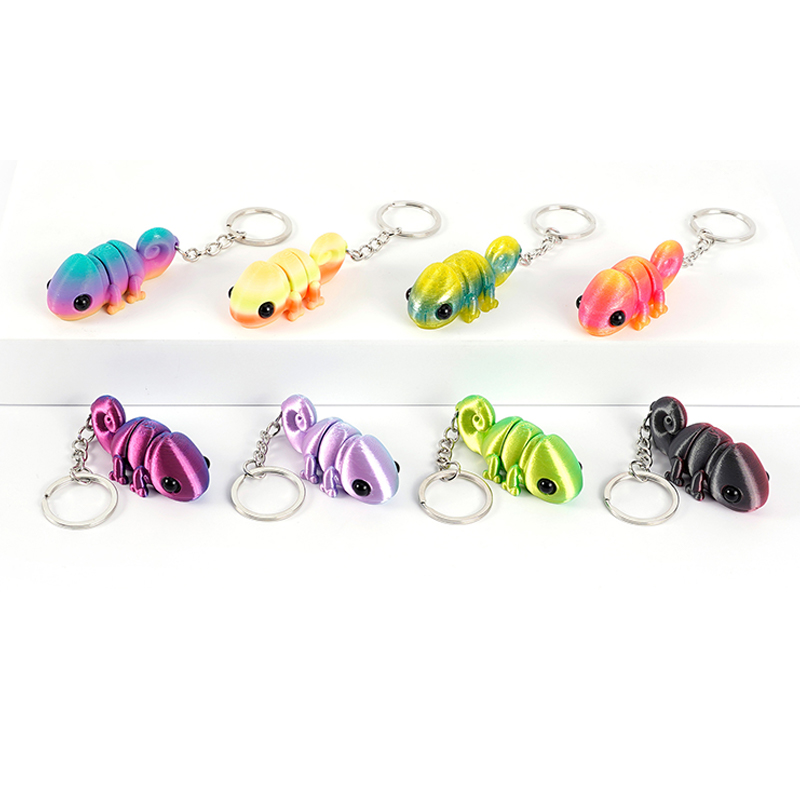 Kids Quirky Toys - Eigenzinnige 3D-print kameleon sleutelhanger; Beweegbaar schattig