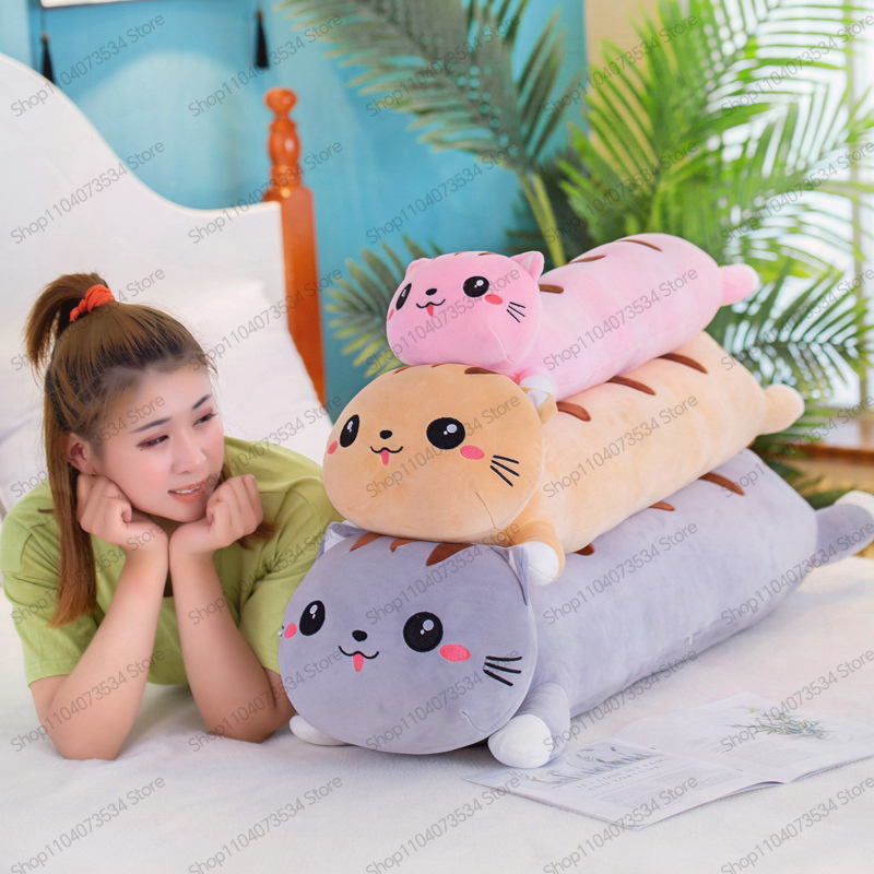 Kids Toys Amazon - Schattig lang kattenkussen, knuffelkussen, cartoon knuffelpop,