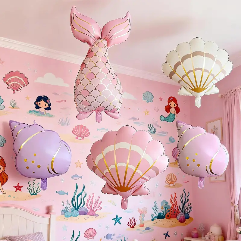 Water Balloon Set - 5-delige zeemeermin verjaardagsdecoratieset: schelpen met oceaanthema,