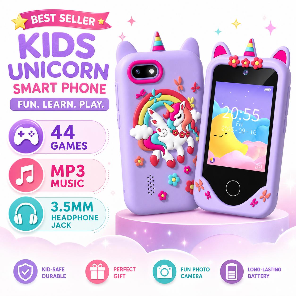 Kids Toys Smartphone - Kinder Smart Toy telefoon 44 puzzelspellen