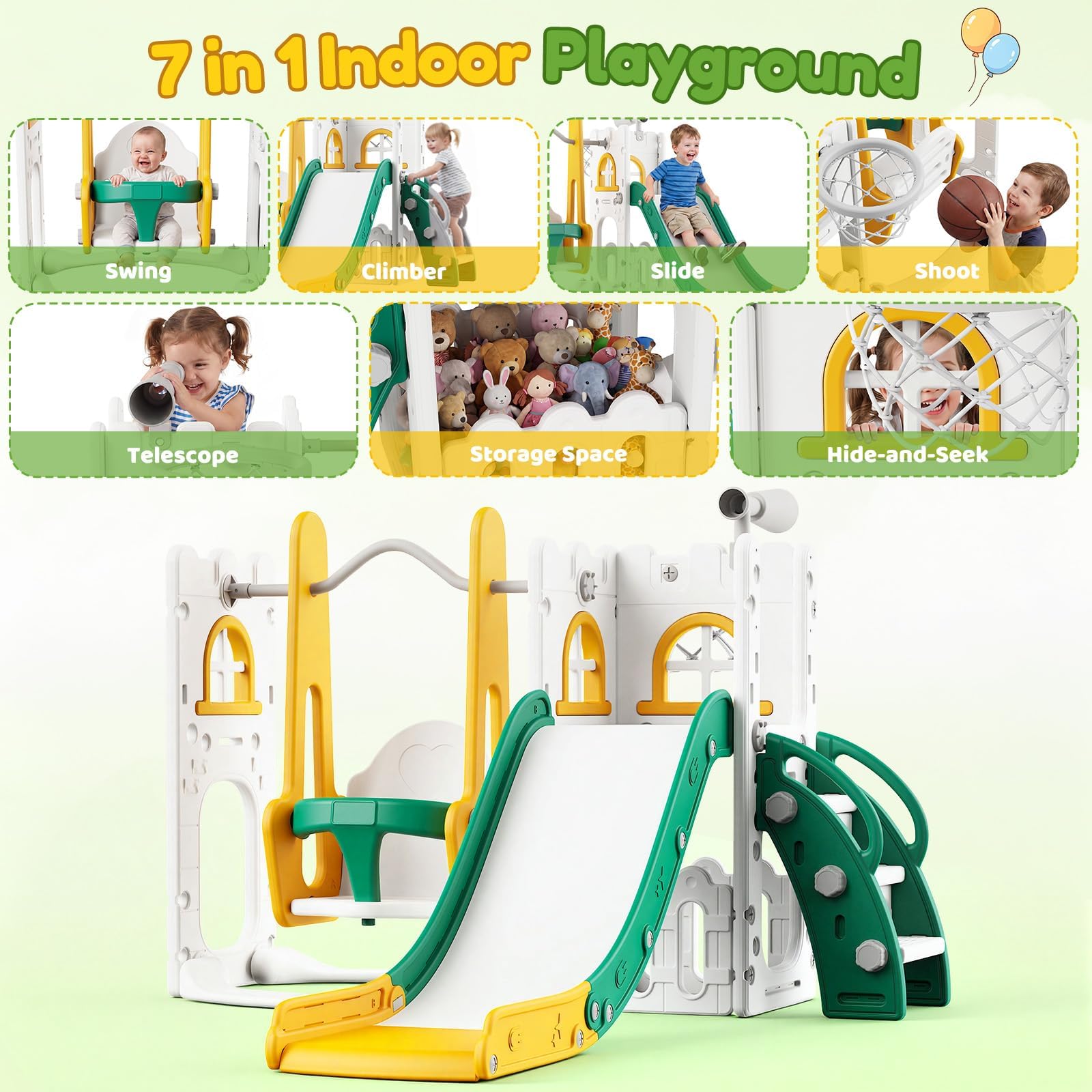 7-in-1 peuterglijbaan en schom - Basketball Hoop Kids Indoor recensie en prijs