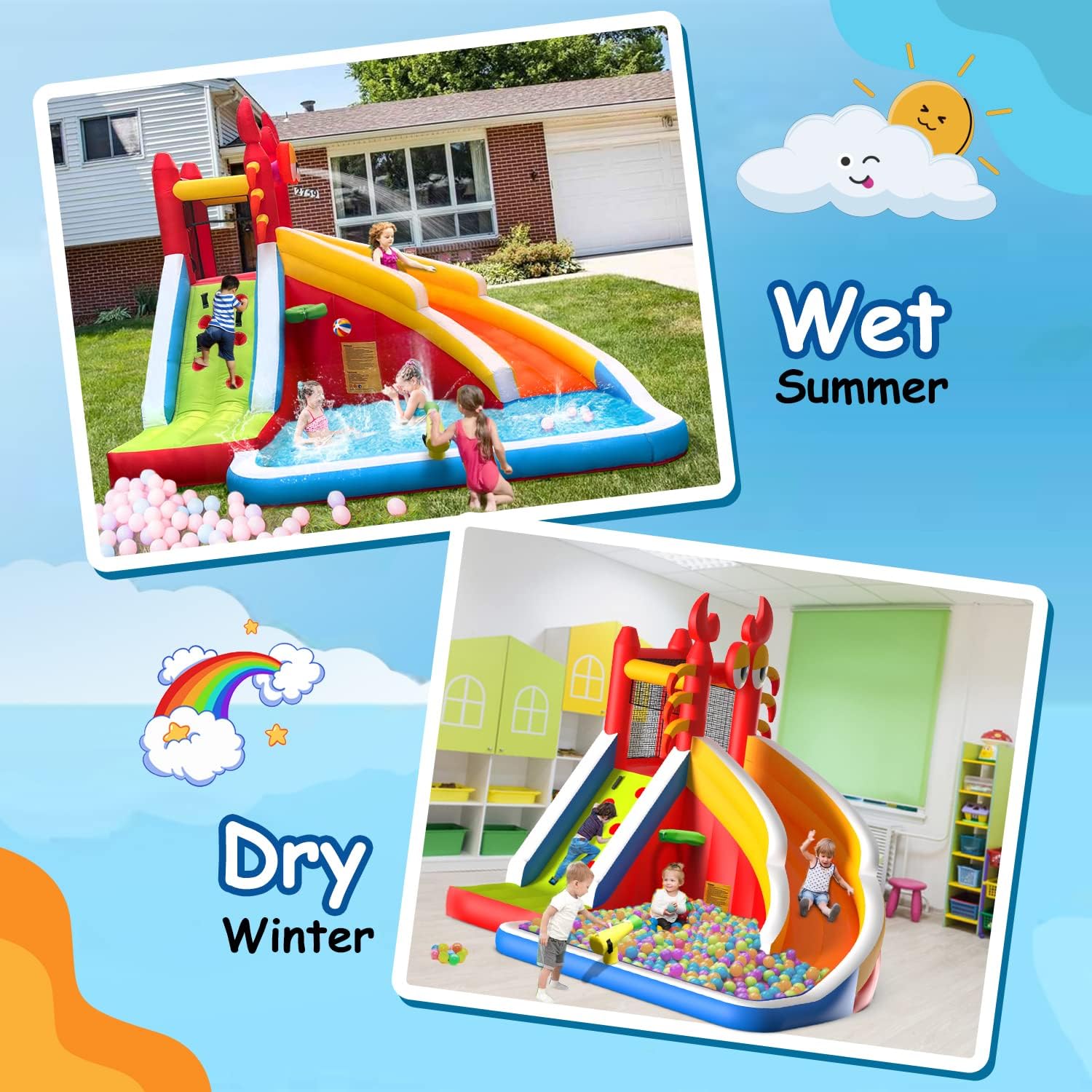 Grote opblaasbare springkastee - Basketball Hoop Kids Indoor recensie en prijs